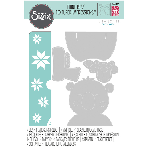 Sizzix Cozy Bear Thinlits Die Set with Textured Impressions
