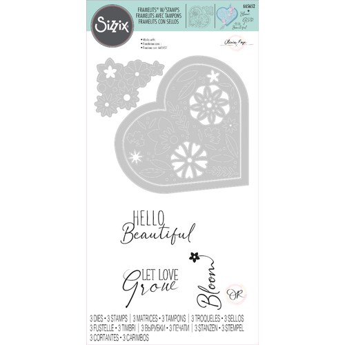 Sizzix Blooming Heart Framelits Dies with Stamps