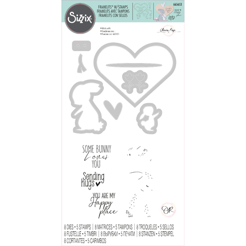Sizzix Bunny Love Framelits Die Set with Stamps