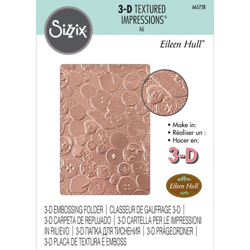 Sizzix Vintage Buttons 3-D Textured Impressions Embossing Folder