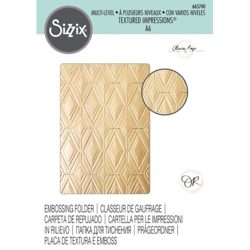 Sizzix Rhombus Line Multi-Level Textured Impressions Embossing Folder