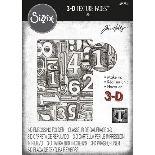 Tim Holtz Numbered 3-D Texture Fades Embossing Folder