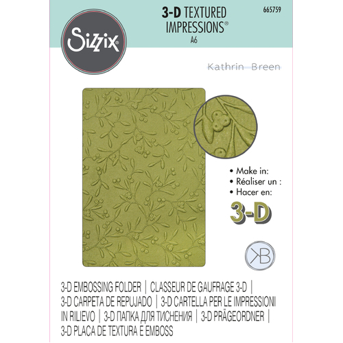 Sizzix Delicate Mistletoe 3-D Textured Impressions Embossing Folder