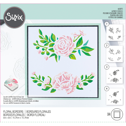 Sizzix Floral Borders Layered Stencils