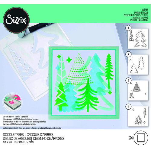 Sizzix Doodle Trees Layered Stencil Set
