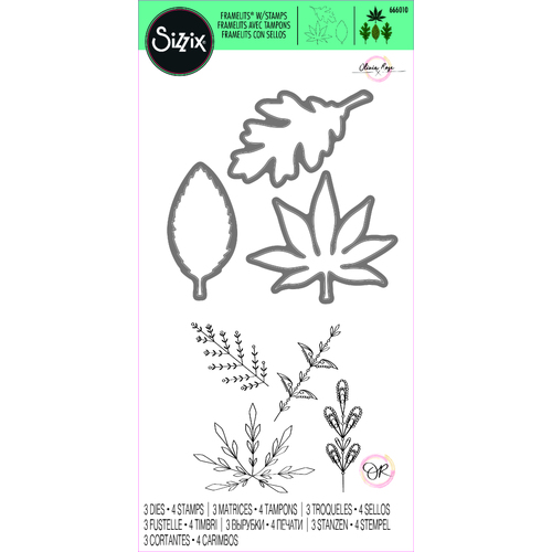 Sizzix Decorative Leaves Framelits Die Set with Stamps