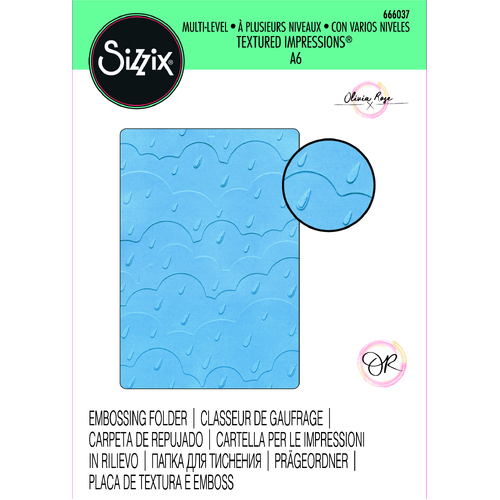 Sizzix Rain Clouds Multi-Level Textured Impressions Embossing Folder