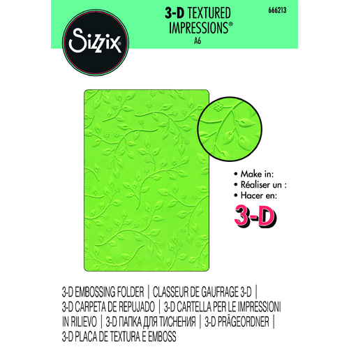 Sizzix Summer Foliage 3-D Textured Impressions Embossing Folder