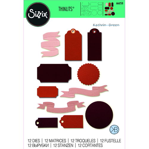 Sizzix Thinlits Die Set 12PK  Vintage Tags & Banners by Kath Breen