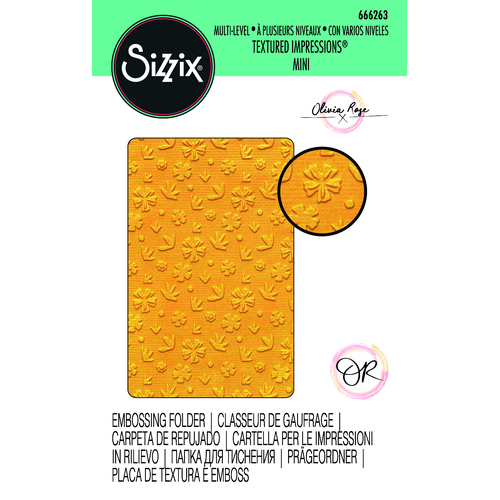 Sizzix Scattered Florals Multi-Level Textured Impressions Mini Embossing Folder