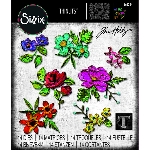 Tim Holtz Brushstroke Flowers Mini Thinlits Die Set