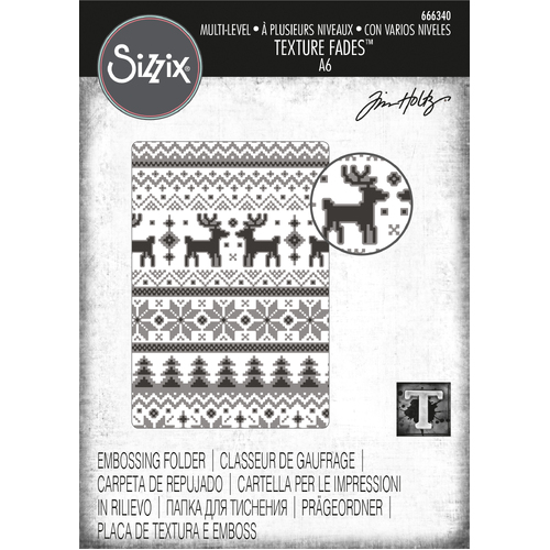 Tim Holtz Holiday Knit Multi-Level Texture Fades Embossing Folder