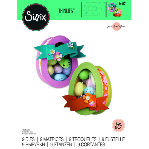 Sizzix Thinlits Die Set 9PK Easter Egg Box by Jennifer Ogborn
