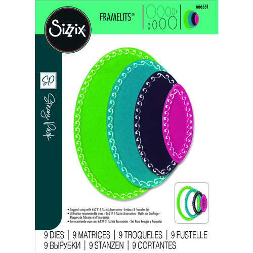 Sizzix Framelits Die Set 9PK Fanciful Framelits Clare Classic Ovals by Stacey Park