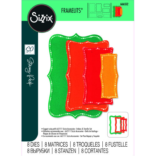 Sizzix Framelits Die Set 8PK Fanciful Framelits  Doris Dotted Top Note by Stacey Park