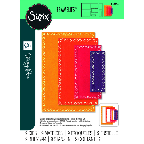 Sizzix Framelits Die Set 9PK Fanciful Framelits Renee Deco Rectangles by Stacey Park
