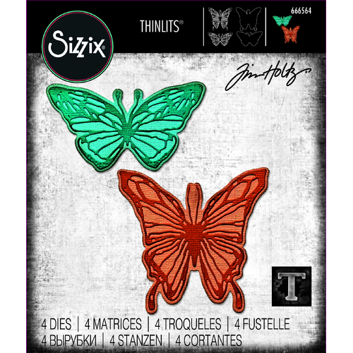 Sizzix Thinlits Die Set 4PK Vault Scribbly Butterfly by Tim Holtz