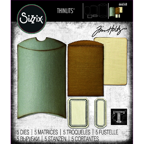 Sizzix Thinlits Die Set 5PK Vault Pillow Box + Bag Remake by Tim Holtz
