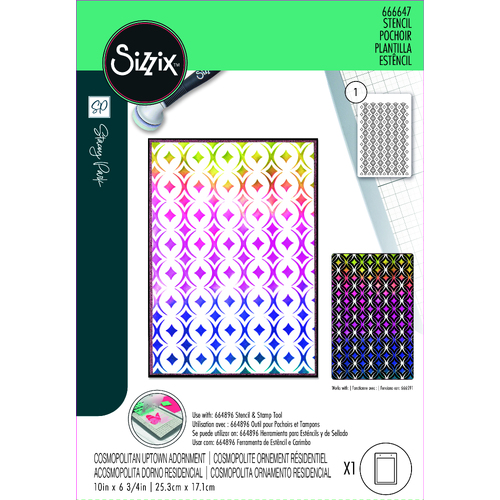 Sizzix A5 Stencil 1PK Cosmopolitan, Uptown Adornment by Stacey Park