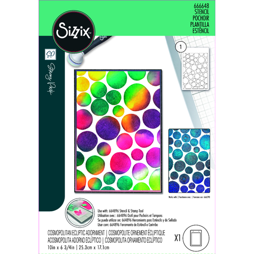 Sizzix A5 Stencil 1PK Cosmopolitan, Ecliptic Adornment by Stacey Park