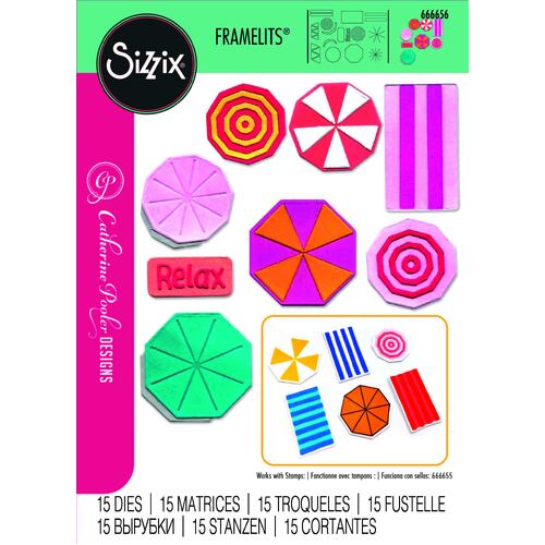 Sizzix Thinlits Die Set 15PK Beach Blankets & Brellas #2 by Catherine Pooler