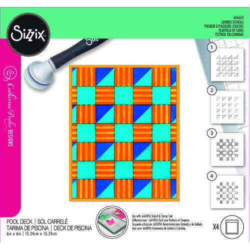 Sizzix Layered Stencils 4PK Pool Deck by Catherine Pooler