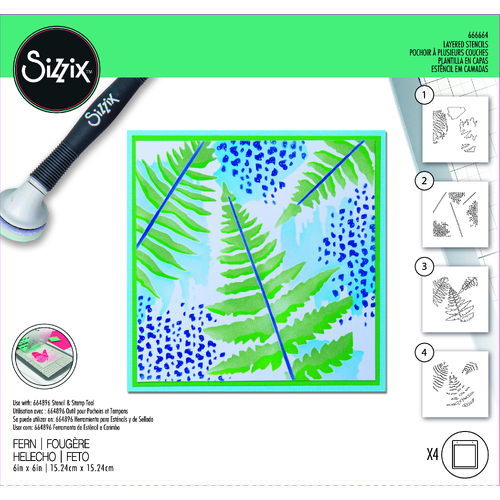 Sizzix Layered Stencil 4PK Fern by Sizzix