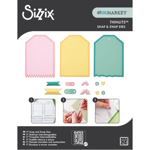 Sizzix Thinlits 17PK Die Set Snap and Swap Large Tags by 49 and Market