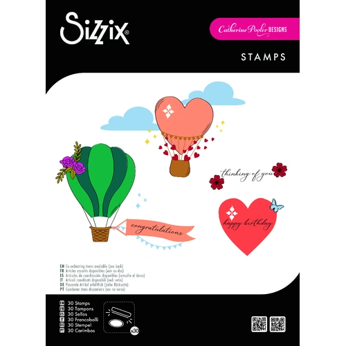 Sizzix A5 Clear Stamps Set 28PK Up and Away by Catherine Pooler