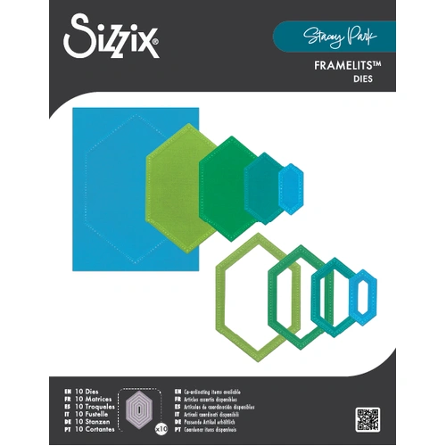 Sizzix Framelits Die Set 10PK  - Fanciful Framelits  Reversed, Belinda Stitched Hexagons by Stacey Park