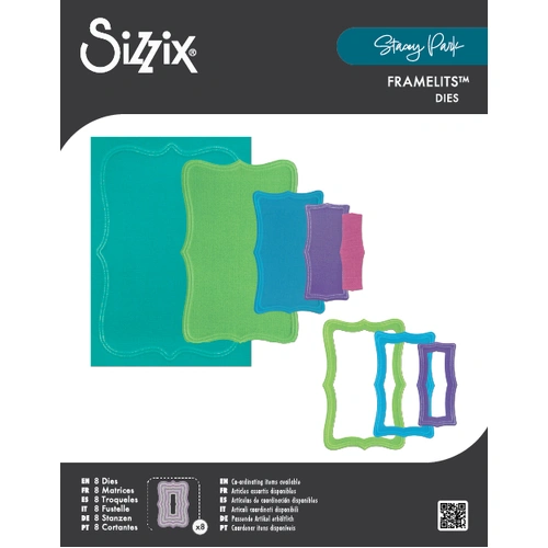 Sizzix Framelits Die Set 8PK  - Fanciful Framelits  Reversed, Doris Dotted Top Note by Stacey Park