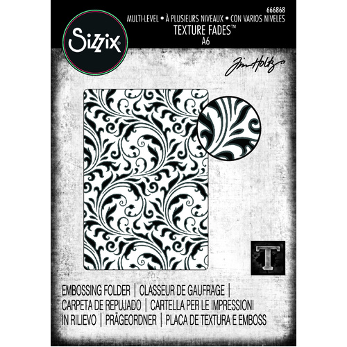 Sizzix Multi Level Textured Impressions Embossing Folder Vault Flourish by Tim Holtz
