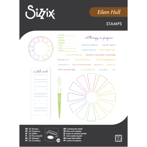 Sizzix A5 Clear Stamps Set 24PK Swatch Cards by Eileen Hull