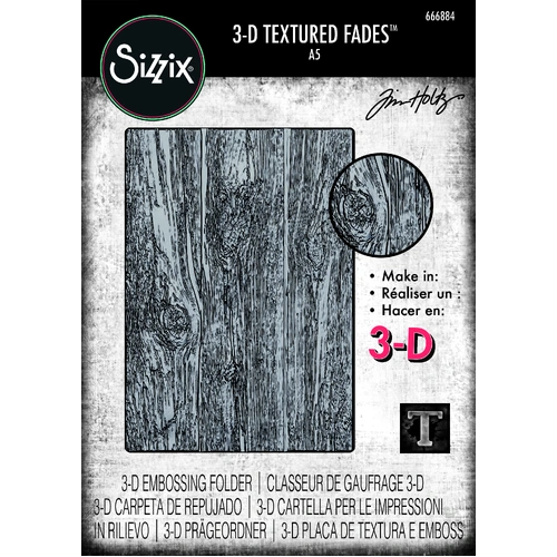 Sizzix 3-D Texture Fades Embossing Folder Lumber Large/A5 by Tim Holtz