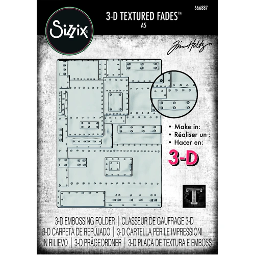 Sizzix 3-D Texture Fades Embossing Folder Foundry Large/A5 by Tim Holtz