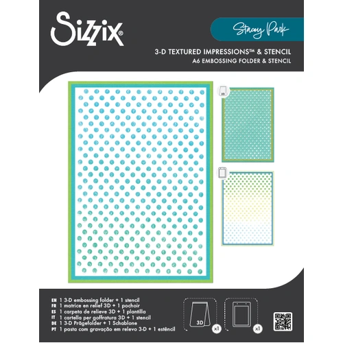 Sizzix 3-D Textured Impressions Embossing Folder w/A6 Stencil - Rock the Dots by Stacey Park