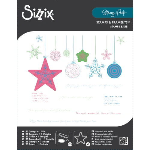Sizzix A5 Clear Stamp Set 25PK w/1PK Framelits - Creative Coordinations, Holiday Bits and Bobs by Stacey Park