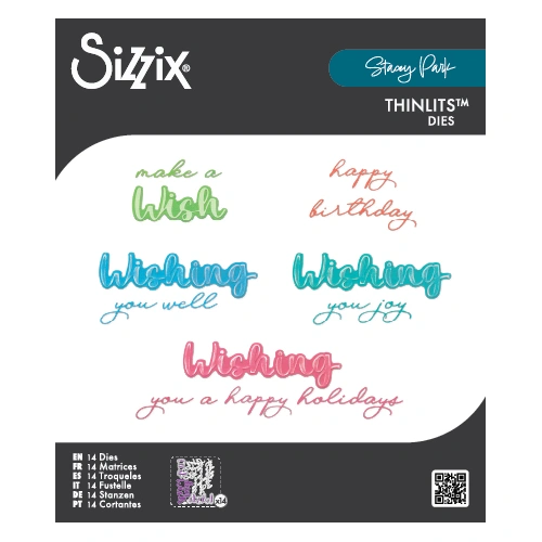 Sizzix Thinlits Die Set 14PK Take Two's, Wish Sentiment by Stacey Park