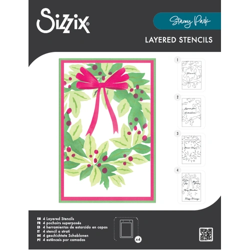 Sizzix A6 Stencil 4PK - A Wreath in Time by Stacey Park