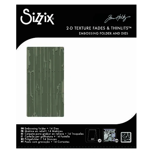 Sizzix 2D Texture Fades Embossing Folder w/14PK Thinlits Set Vault Side-Order Laboratory by Tim Holtz
