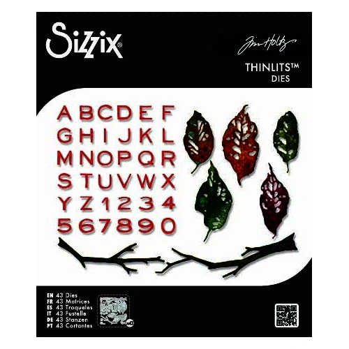 Sizzix Thinlits Die Set 43PK Vault Leaves + Sticks by Tim Holtz
