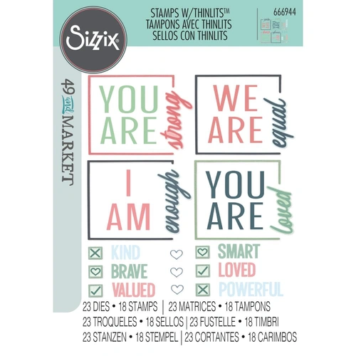Sizzix Affirmations Stamps with Thinlits by 49 and Market