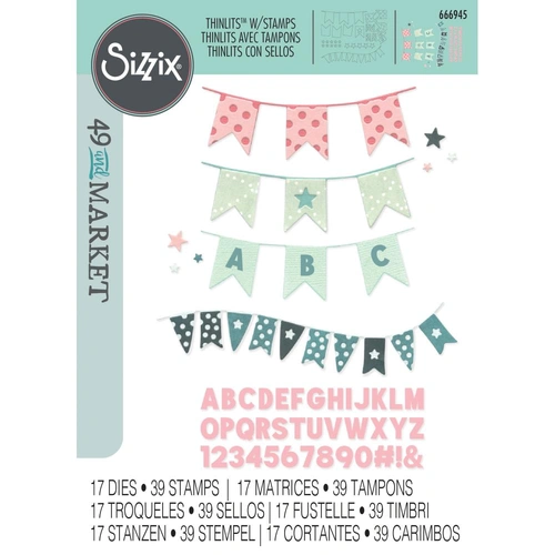 Sizzix Banner Bash Thinlits with Stamps by 49 and Market