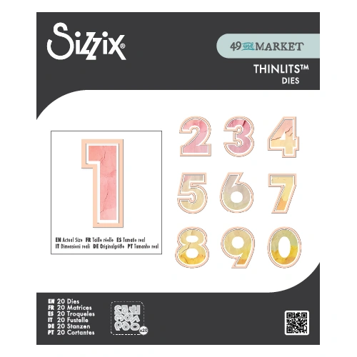 Sizzix Thinlits Die Set 20PK This or That 2" Numbers by 49 and Market