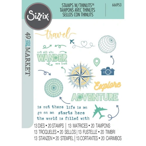 Sizzix Wanderlust Explorer Stamps with Thinlits by 49 and Market