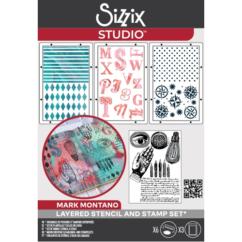 Sizzix Studio: A5 Clear Stamps w/ 3pk A5 Stencils My Favorite Things by Mark Montano