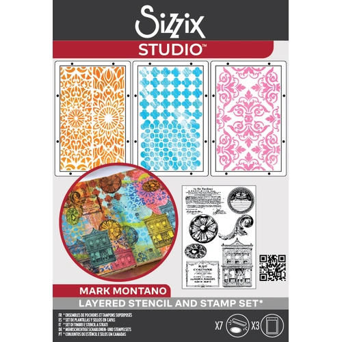 Sizzix Studio: A5 Clear Stamps w/ 3pk A5 Stencils Build It by Mark Montano