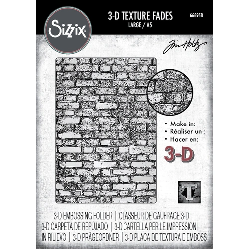 Sizzix 3-D Texture Fades Embossing Folder Brickwork Large/A5 by Tim Holtz