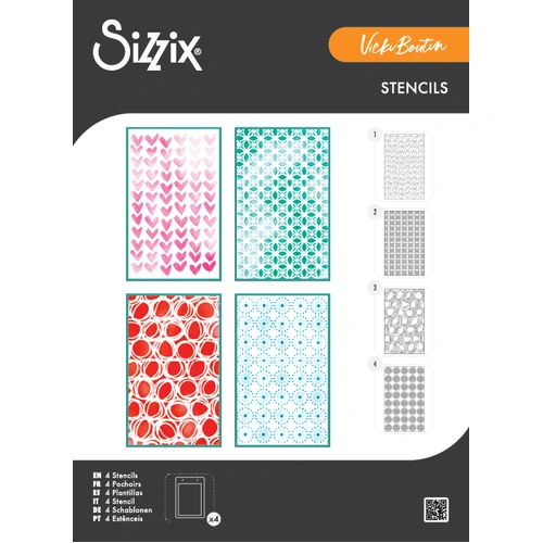 Sizzix A5 Stencil 4PK Buildables Backgrounds #1 by Vicki Boutin