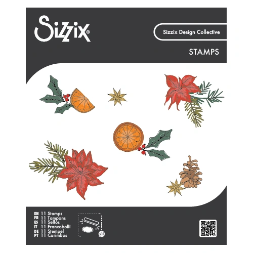 Sizzix Clear Stamps Set 11PK Poinsettia and Pine by Sizzix
